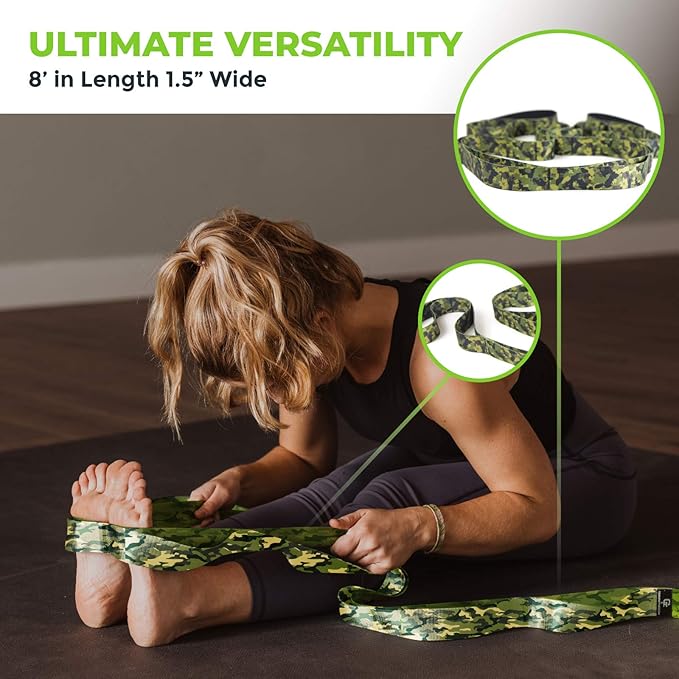 Gradient Fitness Stretching Strap for Physical Therapy, 12 Multi-Loop Stretch Strap 1.5" W x 8' L, Neoprene Handles, Physical Therapy Equipment, Yoga Straps for Stretching, Leg Stretcher.-StrideForce Fitness