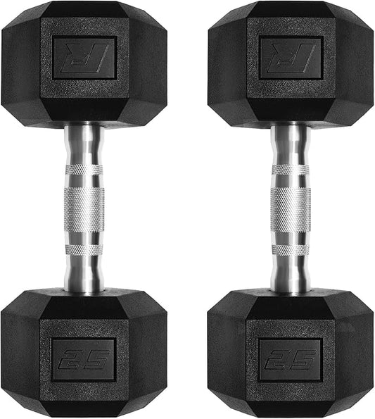 RitFit 5-650 LBS PVC Encased Hex Dumbbell Sets with Optional Rack for Home Gym, Hand weight with Chrome Handle for Strength Training, Workouts-StrideForce Fitness