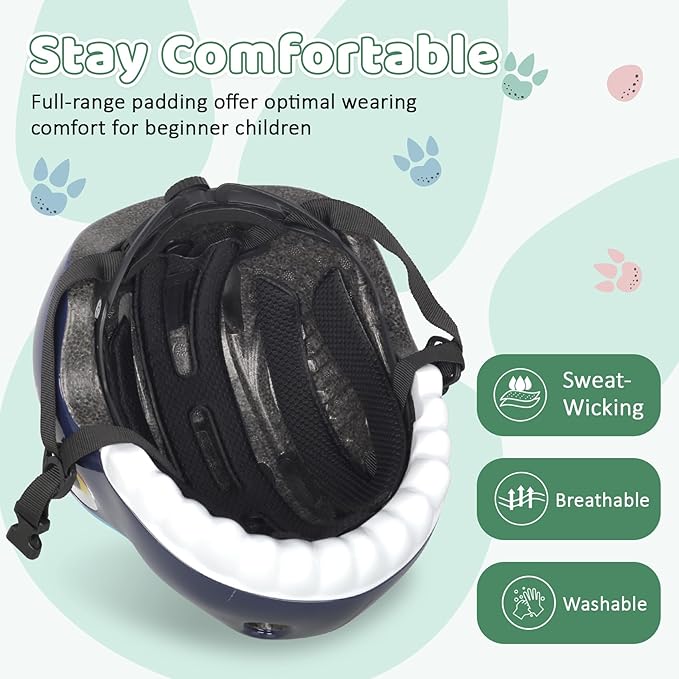 Dinosaur Bike Helmet for 1-3-5-8 Toddler Baby Kids, Lightweight Bicycle Helmet for Cycling Skateboard Roller Skate & Multi-Sports,2 Sizes for Boys and Girls-StrideForce Fitness