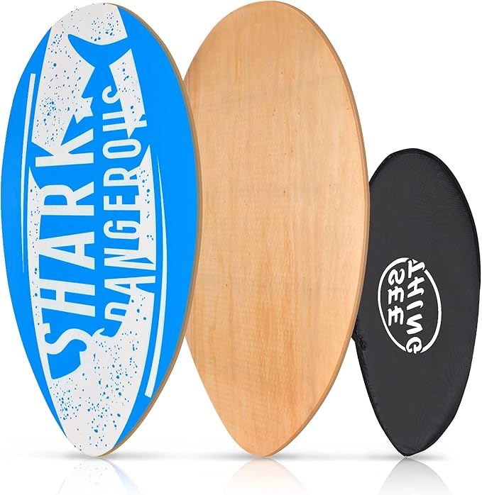 seething 35 Inch Skimboard with High Gloss Coat Wood Skim Board for Beginners,Kids, Teenagers, Adults and All Skimming-StrideForce Fitness