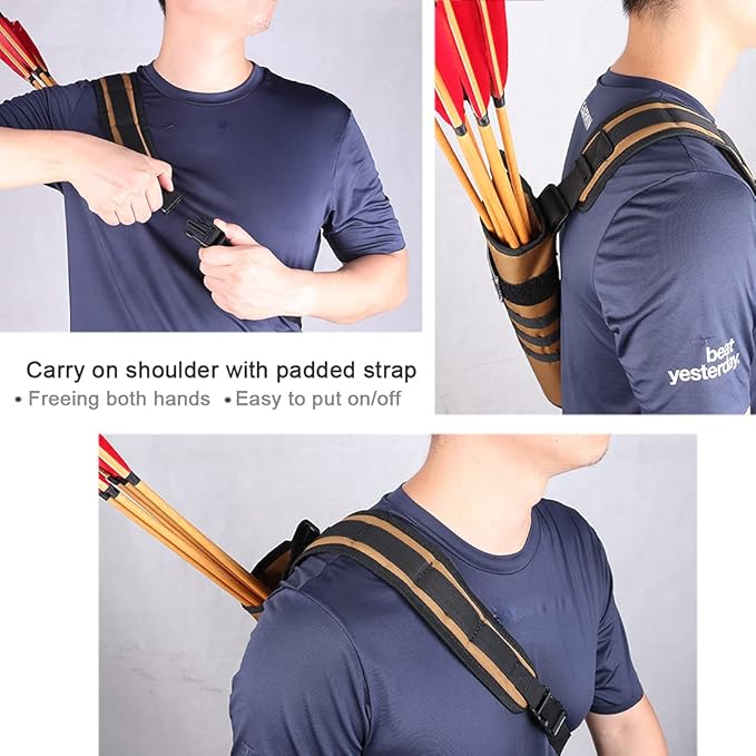 KRATARC Archery Lightweight Back Arrow Quiver Dual Use Foldable Compact Hip Arrows Bag with Molle System Hanged for Target Shooting-StrideForce Fitness