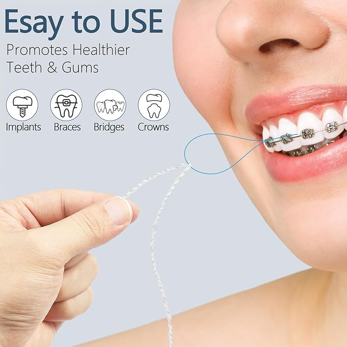Super Floss Threaders, Periodontal Floss, Orthodontic Threader, Ultraclean Access Tool for Daily Care of Periodontal Disease and Gum Health for Implant, Bridge and Braces 30PCS