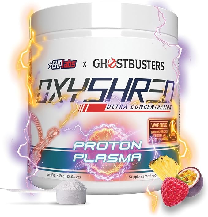 EHP Labs x Ghostbusters OxyShred Pre Workout Powder & Shredding Supplement - Preworkout Powder with Acetyl L Carnitine, Energy Boost Drink - Proton Plasma, 60 Servings-StrideForce Fitness