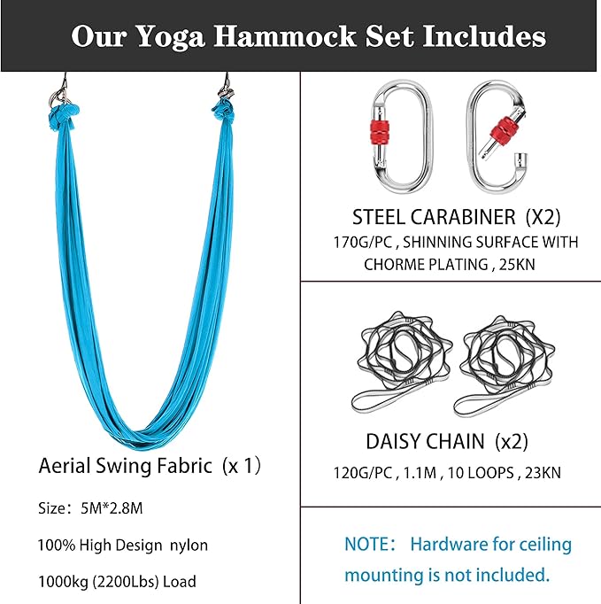 5.5 Yards Aerial Silk Swing Outdoor Hammock Aerial Yoga Swing For Adults,Aerial Yoga Hammocks for outside-StrideForce Fitness
