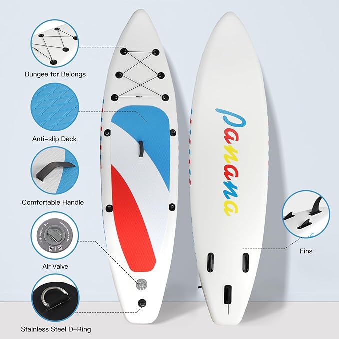 Panana Inflatable Stand Up Paddle Board, 10'x31 x6 SUP with Premium Paddle Board Accessories Kit, Anti-Slip EVA Deck for Adults Youth of All Skill Levels-StrideForce Fitness