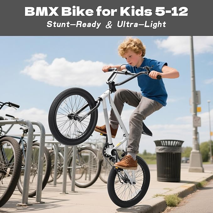 67i Boys BMX Bike 18/20 Inch Ages 8-12 Kids Bicycle with Front Rear U Brake Adjustable Seat Iron Fork 2.09" Wide Tires-StrideForce Fitness