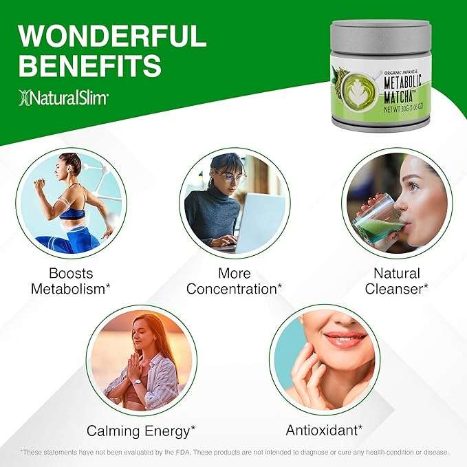 Naturalslim Japanese Organic Matcha Powder Green Tea - Metabolic Pure Japanese Matcha Tea Superfood with L-Theanine & Antioxidants for Metabolism, Energy, & Concentration - 30g-StrideForce Fitness