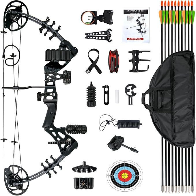 Youth Compound Bow Set 15-45 Lbs for Teens and Beginner, Package with Archery Hunting Equipment, Max Speed 260fps, Adjustable, Right Hand-StrideForce Fitness