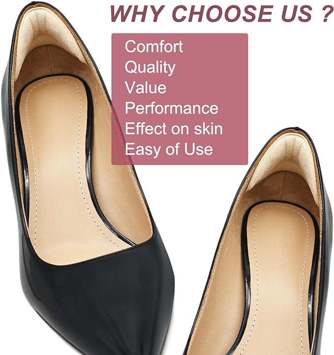 6 Pairs Comfowner Heel Cushion Pads, Comfort Shoe Grips Snugs for Big Shoes Loose Blisters and Pain, Protectors Liners Men Women-StrideForce Fitness