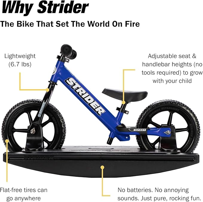 Strider 12” - Helps Teach Baby How to Ride a Balance Bicycle - for Kids 6 Months to 4 Years - Easy Assembly & Adjustments-StrideForce Fitness
