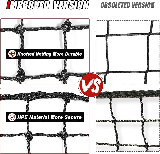 Baseball Softball Backstop Nets,Sports Net,Sports Netting Barrier,Sports Netting for Backyard,Twisted Knotted PE Net-StrideForce Fitness