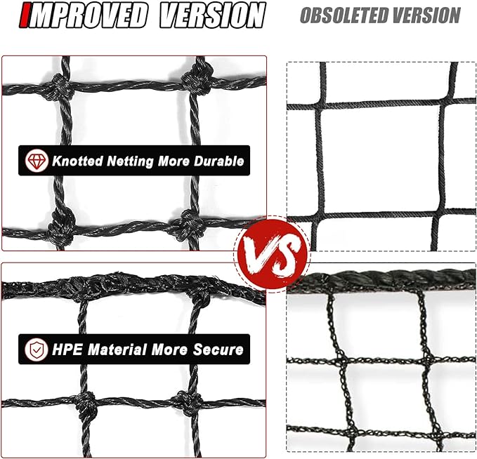 Baseball Softball Backstop Nets,Sports Net,Sports Netting Barrier,Sports Netting for Backyard,Twisted Knotted PE Net-StrideForce Fitness