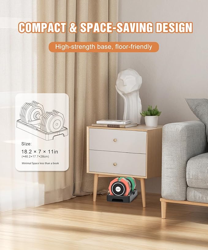 Adjustable Dumbbells Set/Single, 12.5LB/22.5LB/55LB 5 in 1 Free Adjustable Dumbbell Set with Anti-Slip Handle & Rainbow-colored Weight Plates for Home Gym, Weight Set for Women Men-StrideForce Fitness