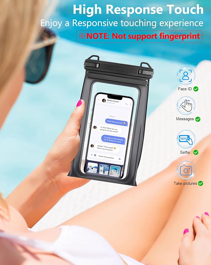 Waterproof Phone Pouch Floating, [Expandable Space] IPX8 Waterproof Dry Bag for iPhone 16 15 14 13 Pro Max Samsung S25 S24 S23 Google Up to 7.0" for Beach Boating Water Park Black-StrideForce Fitness