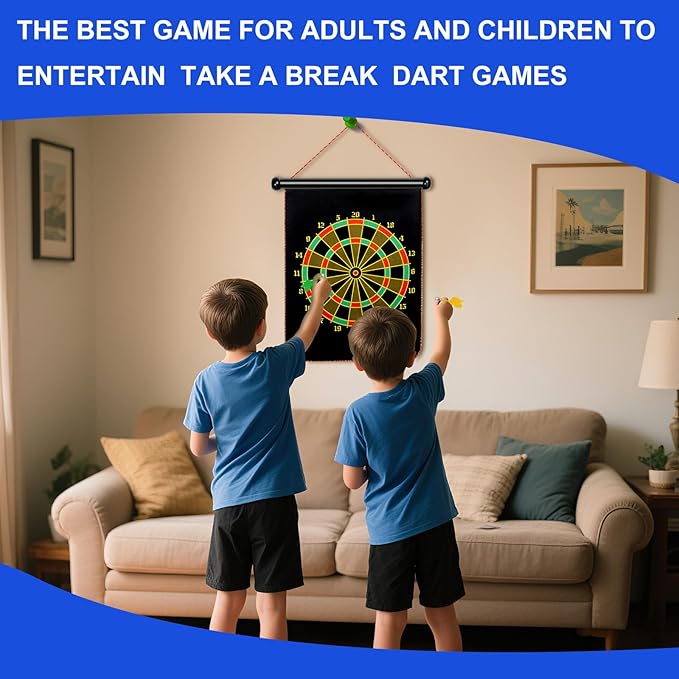Magnetic Dart Board Outdoor Game Suitable for Children to Play Comes with 12 Darts Best Toys Gifts for Teenage Boys Girls Age 5 6 7 8 9 10 11 12 Years (12 in)-StrideForce Fitness