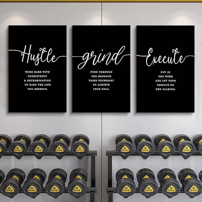 Gift for Boss,Framed Canvas Wall Art Success Quote, Office Wall Art, Black Large Poster, Positive Motivational Set of 3 Prints, Execute Failure Definition, Inspirational Print (F-3pcs,24x36inchx3pcs)-StrideForce Fitness