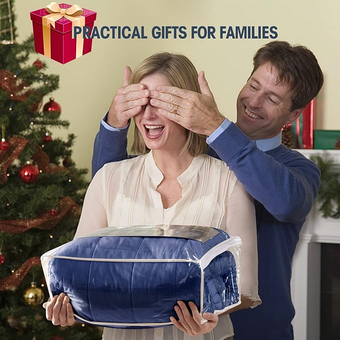 yescool Weighted Blanket for Adults (25 lbs, 88” x 104”, Blue) Cooling Heavy Blanket for Sleeping Perfect for 240-260 lbs, King Size Breathable Blanket with Premium Glass Bead-StrideForce Fitness