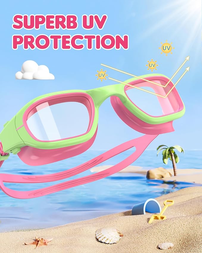 Kids Swim Goggles,Swimming Goggles for Kids 6-14, Anti-Fog UV Protection Pool Glasses for Boys Girls-StrideForce Fitness