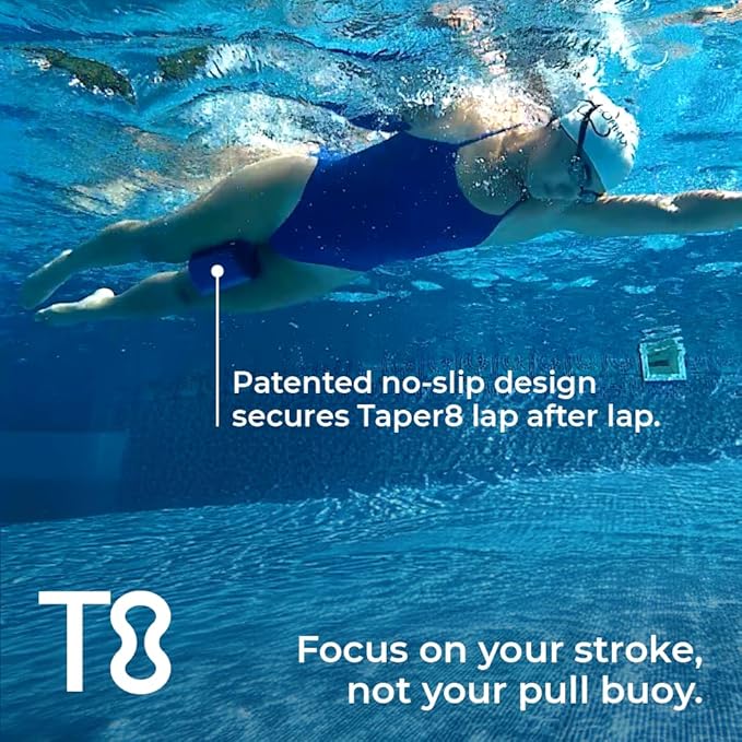 Taper8 Swim Training Pull Buoy by Ray-Board: No-Slip, Ergonomic, Premium, Pool aid, Leg and Hip Support, Performance-StrideForce Fitness