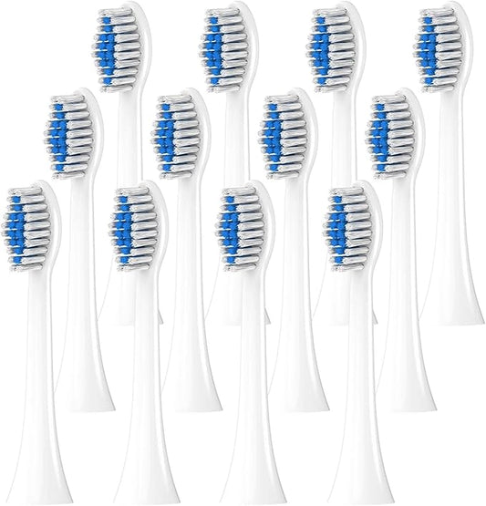 8/12/20 Pcs Soft Brush Heads ，Compatible with Philips Electric Toothbrush, Replacement Toothbrushes Head Refill for 1100 2100(White-12 Pcs)