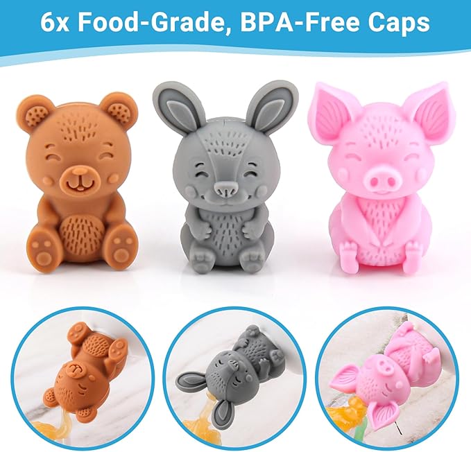 Self-Closing Toothpaste Caps by Tilcare - No Waste Cap Dispensers for Kids Bathroom - Mess-Free Toothpaste Lids - Easy to Use, Food Grade Silicone and BPA-Free Toppers