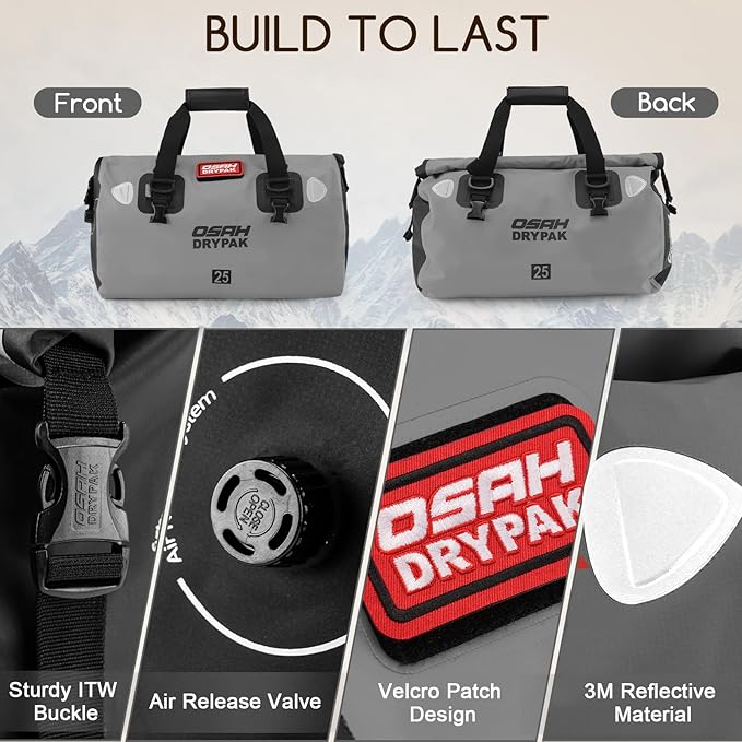 Waterproof Duffel Bag - Motorcycle Dry Bag Tail Bag with Large Storage Space, Waterproof Luggage Duffle Bags with Outer Mesh Zipper Pocket for Camping, Kayaking, Fishing & Traveling-StrideForce Fitness