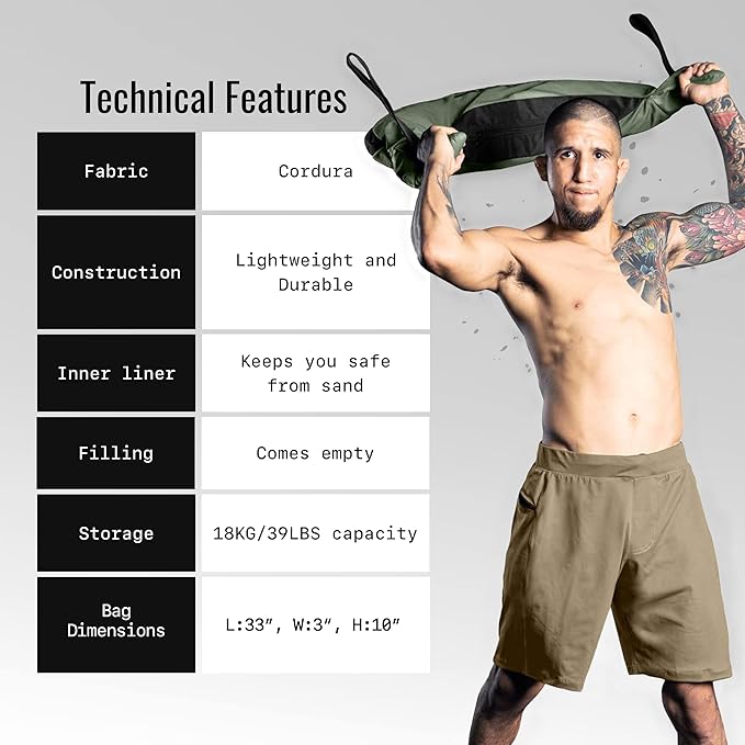 Elite Sports Bulgarian Canvas Bag, Fitness Canvas MMA Gym Cross Workout Training Sandbag 17, 25, 33, 45 lbs (UNFILLED)-StrideForce Fitness