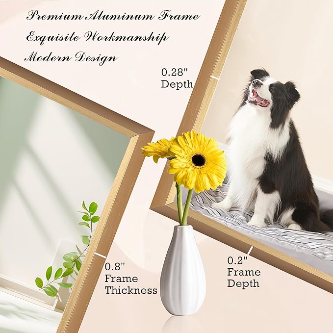 27x36 Inch Orange Gold Bathroom Mirror for Wall, Aluminum Frame Rectangle Rectangular Vanity Mirror, Modern Large for Bedroom, Living Room, Horizontal or Vertical-StrideForce Fitness