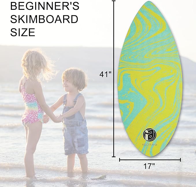 41” Skipper Skimboard with High Gloss Coat Wooden Skim Boards for Beginners, Teenagers and Adults Beach Skimboard 3 Color Traction Pad to Choose-StrideForce Fitness