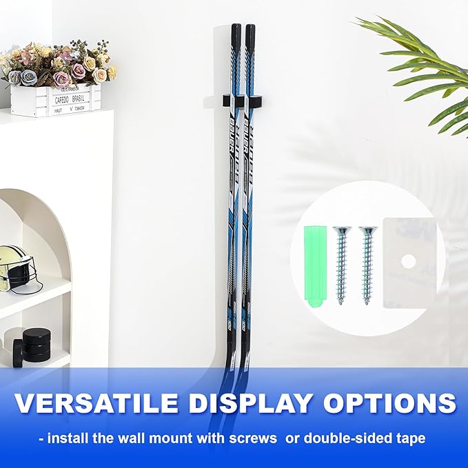 Yousoontic Hockey Stick Holder Wall Mount, 1-6 Stick Capacity, Ice and Field Hockey Organizer (Decor & Storage 2-in-1) for Home Garage Room Office Sports Decoration-StrideForce Fitness