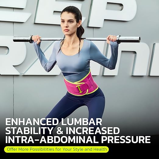 Back Brace for Lower Back Pain Relief, 8X Powerful Support System,Lumbar Support Belt for Men & Women Ergonomic 3D Design with Adjustable Strap for Fitness Running Home Pilates Hot Pink S-StrideForce Fitness