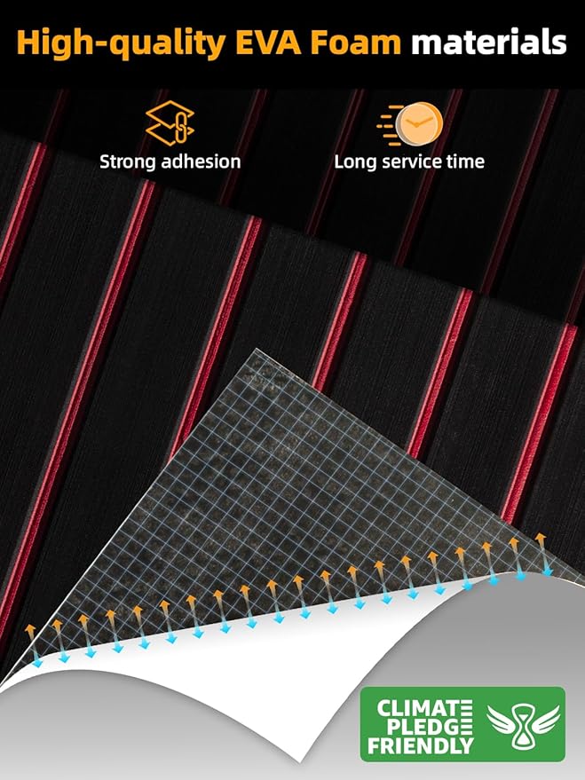 FOCEAN Boat Flooring EVA Foam Boat Decking Faux Teak Marine Flooring Boat Mat Boat Carpet Sheet for Motorboat RV Yacht Kayak Surfboard, 94.5"x 47.2"/35.4"/23.6"/15.7"-StrideForce Fitness