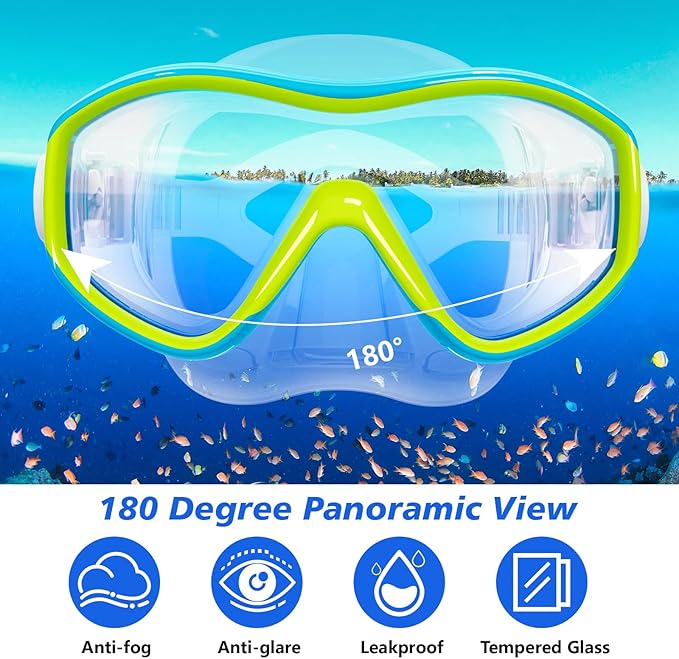GoseWave Snorkeling Gear for Kids, Kids Snorkel Set for Ages 5-15, Anti-Fog Diving Mask and Dry Top Snorkel Set, Unisex Swimming Goggles with Nose Cover-StrideForce Fitness