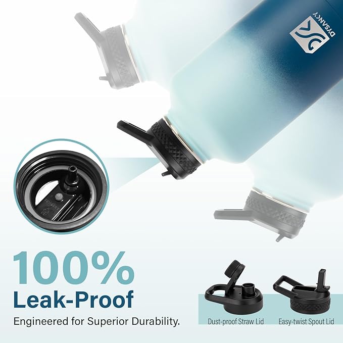 Insulated Water Bottle | Thickened Stainless Steel Vacuum Metal | Portable Sports Half Gallon Large Water Jug for Gym and Hiking with Straw, Carrier Bag, Handle Strap | BPA-Free 64 oz-StrideForce Fitness