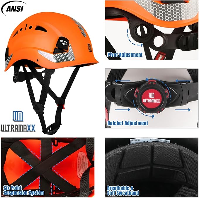 Safety Helmet Hard Hat, ANSI Z89.1 Approved Lightweight Vented Work Helmet, 6-Point Adjustable Ratchet Suspension Hardhat Ideal for Industrial and Construction-StrideForce Fitness