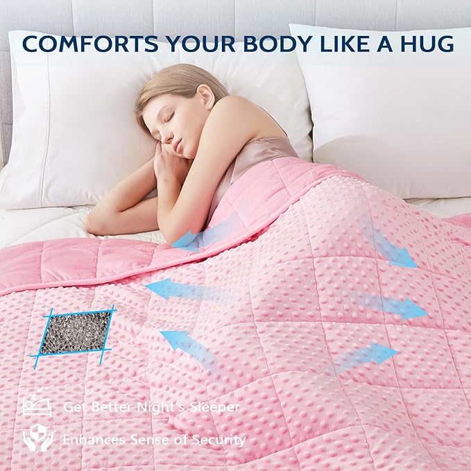 L'AGRATY Weighted Blanket for Adult - 60"x80" 20lbs Minky Dots Heavy Blanket with Glass Beads: Soft Breathable for All-Season Summer Fall Winter Thick Comfort for Sleeping-StrideForce Fitness