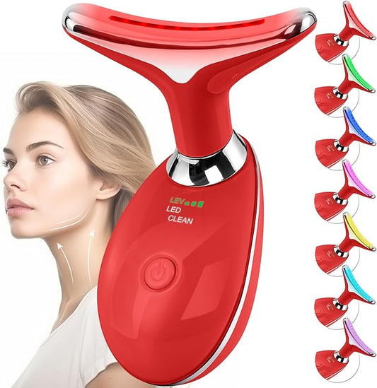 Facial Massager Red-Light-Therapy-for-Face and Neck, Face 𝖲 culpting Wand with 7 Color (Bright Red)-StrideForce Fitness