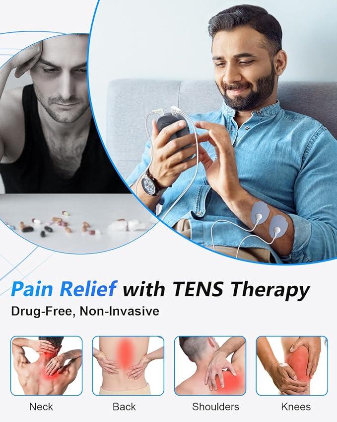 TENS Unit Muscle Stimulator for Pain Relief Therapy–Dual Channel 24 Modes TENS Machine&EMS Muscle Stimulator,Upgraded Large Screen Portable Muscle Stimulator for Back,Shoulder,& Neck Pain with 10 Pads-StrideForce Fitness