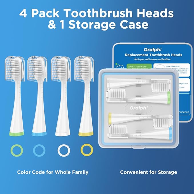 Oralphi Sensitive Gum Care Replacement Brush Heads for Waterpik Complete Care 5.0/9.0 (CC-01/WP-861), STRB-3WW, Ultra Soft Bristles with Cover, Sonic Electric Tooth Brush Refill Heads (4-Pack, White)