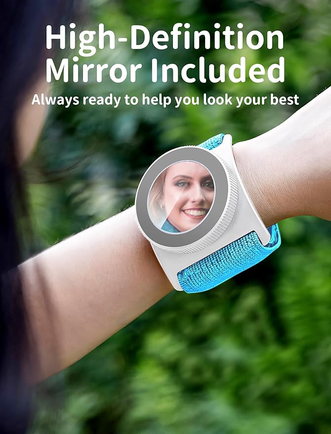 TOPGO Magnetic Running Phone Holder for iPhone, HD Mirror & Extendable Anti-Drop Rope for Gym/Yoga, 360° Rotatable Wrist Phone Holder, Fits iPhone 16 Pro & Android (Blue, 2 Straps)-StrideForce Fitness