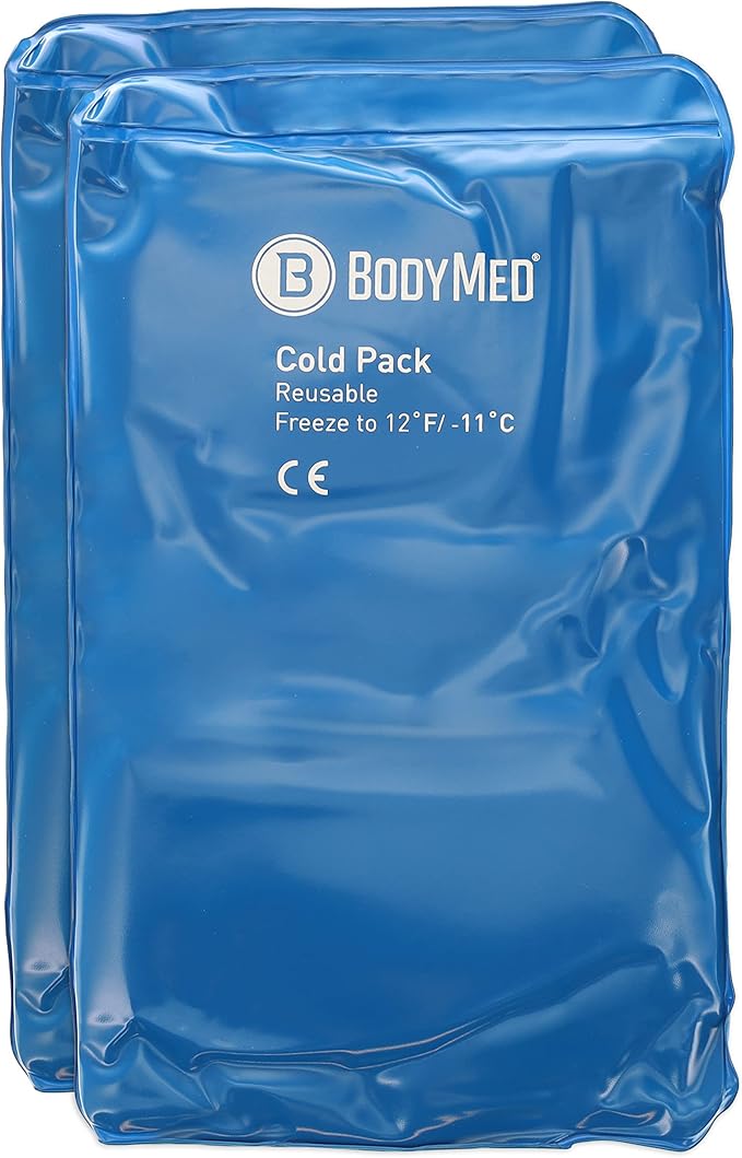 BodyMed Reusable Vinyl Ice Pack (2-Pack) for Knee, Arm, Elbow, Shoulder, Back - Professional Grade Cold Therapy for Injuries, Aches, Swelling, Bruises, Sprains - 12 in. x 7 in. (Half)-StrideForce Fitness