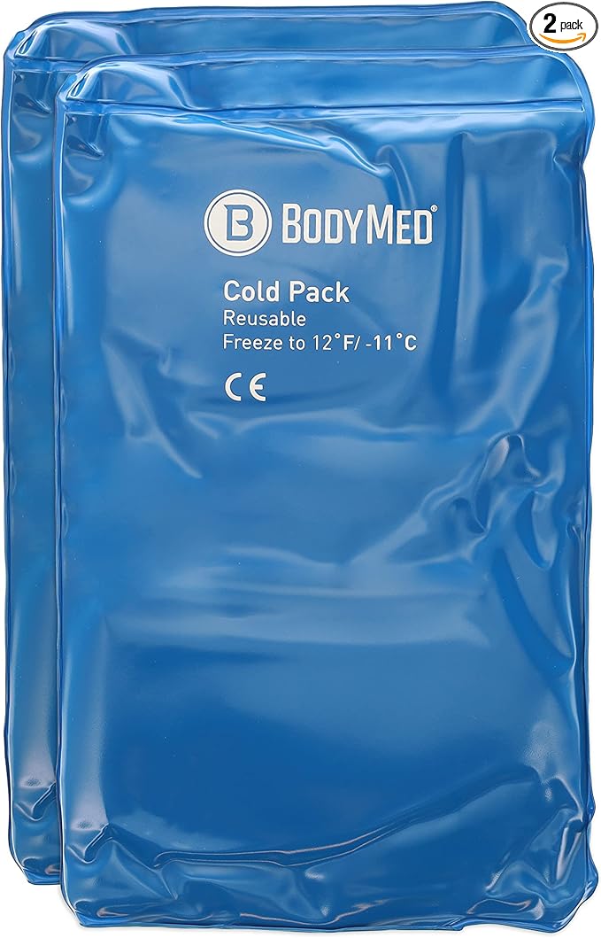 BodyMed Reusable Vinyl Ice Pack (2-Pack) for Knee, Arm, Elbow, Shoulder, Back - Professional Grade Cold Therapy for Injuries, Aches, Swelling, Bruises, Sprains - 12 in. x 7 in. (Half)-StrideForce Fitness