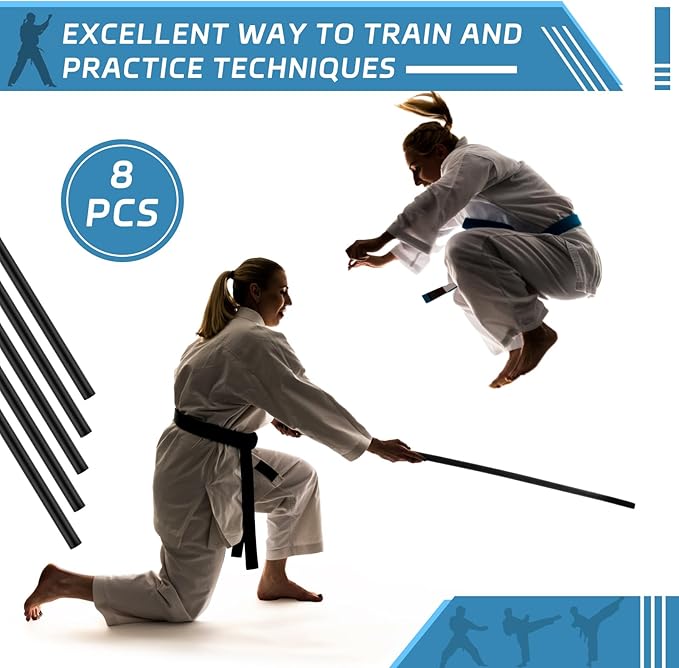 8 Pieces 23.6 Inches Foam Padded Escrima Sticks for Safe Practice Training Martial Arts and Karate with 4 Carry Bag Case-StrideForce Fitness