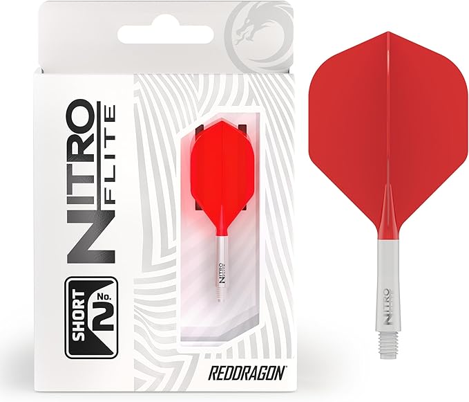 RED DRAGON Darts – Nitro Flite Integrated Flight & Shaft System – No.2 Shape and Design - Available in Short, Intermediate & Medium - Available in Variety of Colours - Professional Darts Accessories-StrideForce Fitness
