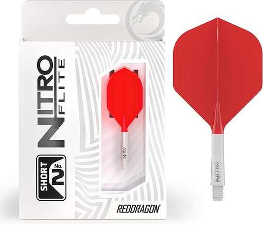 RED DRAGON Darts – Nitro Flite Integrated Flight & Shaft System – No.2 Shape and Design - Available in Short, Intermediate & Medium - Available in Variety of Colours - Professional Darts Accessories-StrideForce Fitness