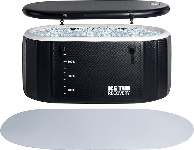 Albott Inflatable Cold Plunge Tub for Athletes, Ice Bath Tub with Insulated Lid Non-Slip Mat, Water Chiller Compatible, Portable for Outdoor & Indoor Recovery, 150 Gal, 59"L x 32"W x 28"H-StrideForce Fitness