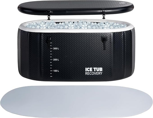 Albott Inflatable Cold Plunge Tub for Athletes, Ice Bath Tub with Insulated Lid Non-Slip Mat, Water Chiller Compatible, Portable for Outdoor & Indoor Recovery, 150 Gal, 59"L x 32"W x 28"H-StrideForce Fitness