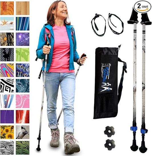 York Nordic Motivator Walking Poles for Balance and Rehab - Patented Stability Grips - Lightweight, Adjustable, and Collapsible - 2 Pieces Adjustable w/flip Locks - Heights 4'6" up to 6'2" - 230 lbs-StrideForce Fitness
