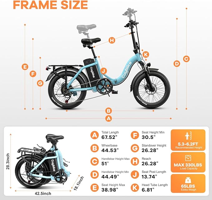 Foldable Electric Bike for Adults, Peak 1000W Brushless Motor 30MPH 70Miles City Commuter Ebike, 48V 20AH Lithium Battery, 20" Fat Tire 7-Speed E-Bicycle with Front Suspension Colourful LCD Display-StrideForce Fitness