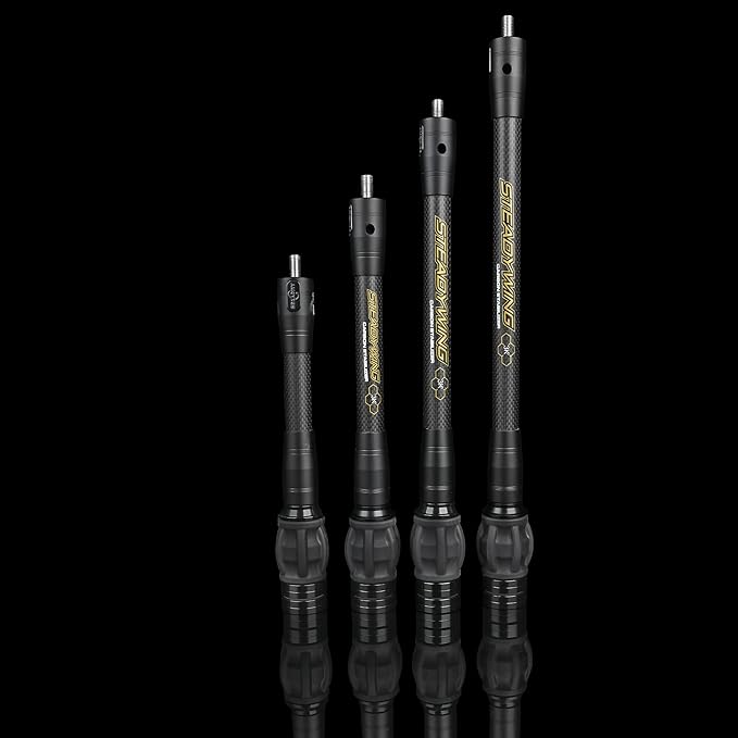 AMEYXGS Archery Bow Stabilizer for Compound Bow, 3K Carbon Fiber 6", 8", 10", 12" 15" Rods, Damping System, Weights Kit, Single Side V-Bar Mount,Quick Disconnect-StrideForce Fitness